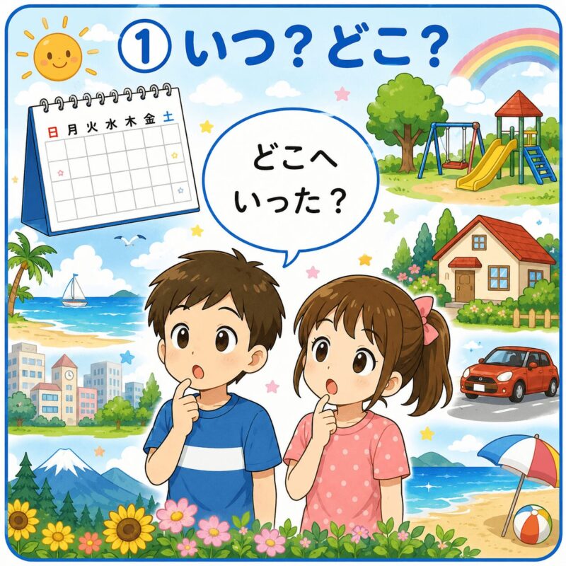 作文視覚支援カード①いつ？どこ？