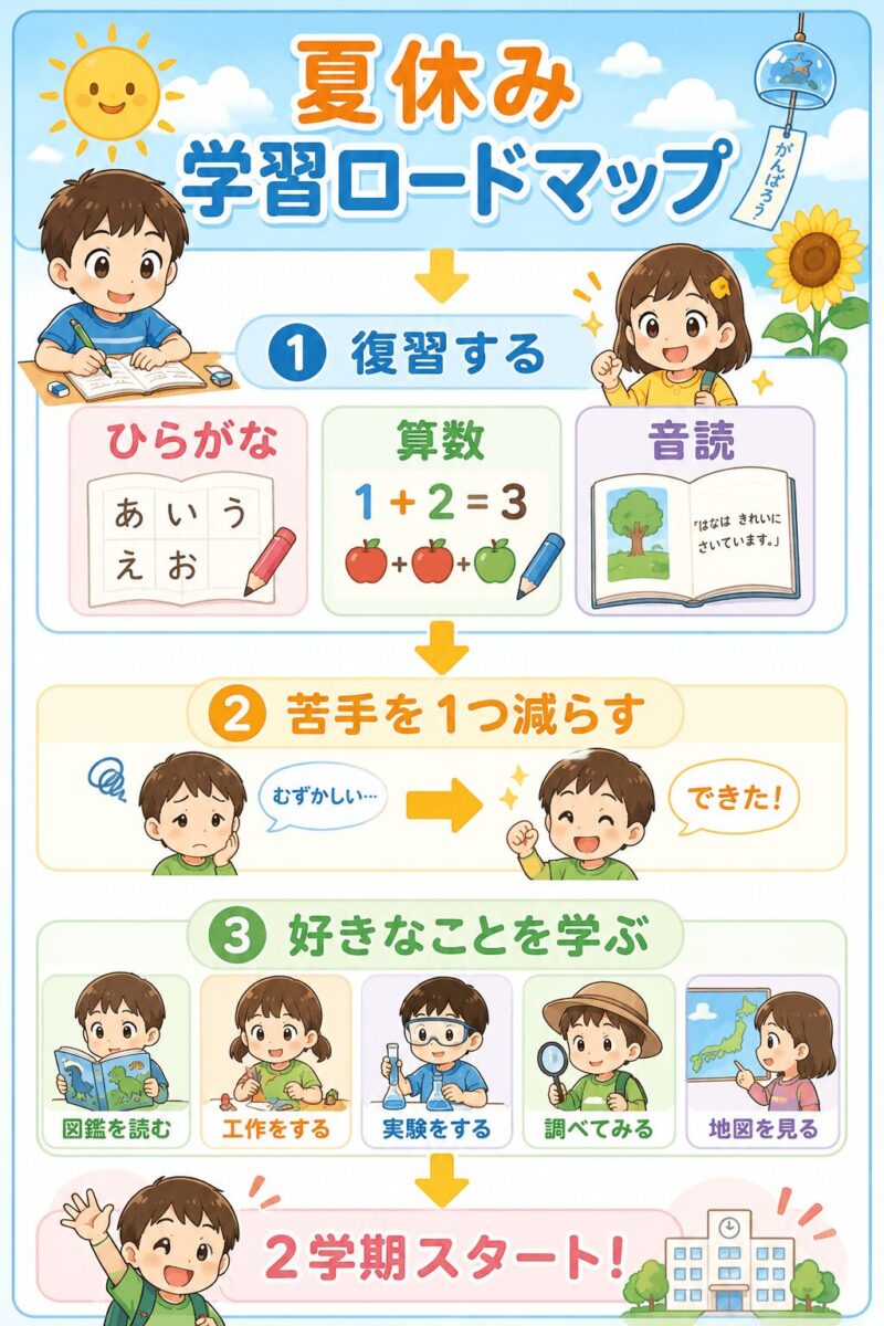 小１夏休み学習ロードマップ