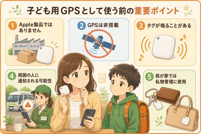 Apple「探す」対応紛失防止タグを子ども用GPSとして使う前に知っておきたい5つの注意点