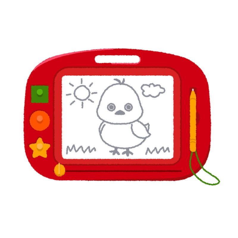子どもがお絵描きボードに絵を描いて遊ぶ様子