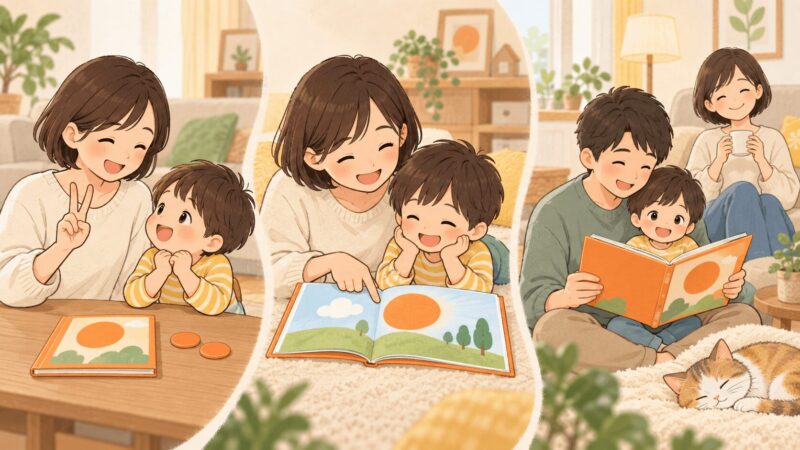 読む回数を伝える・好きなページだけ読む・家族と交代する親の対応イラスト