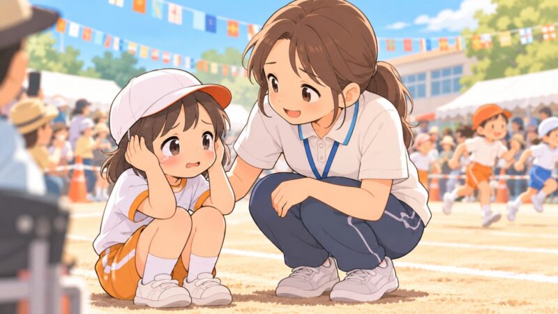 運動会の大きな音や人の多さに不安を感じる子ども