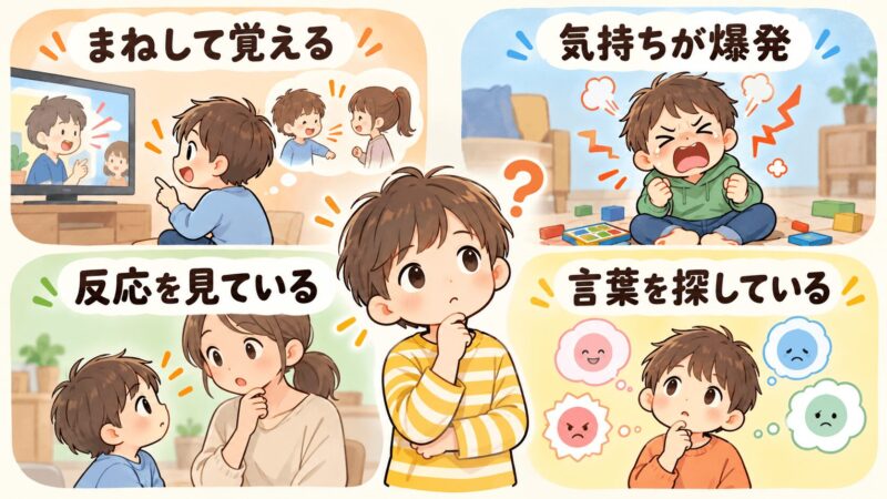 幼児が乱暴な言葉を使う理由を4つに整理した図解イラスト