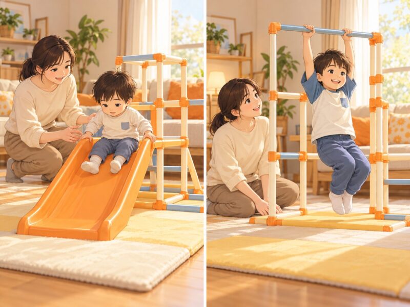 1歳半の滑り台遊びから5歳の鉄棒遊びへ成長した男の子