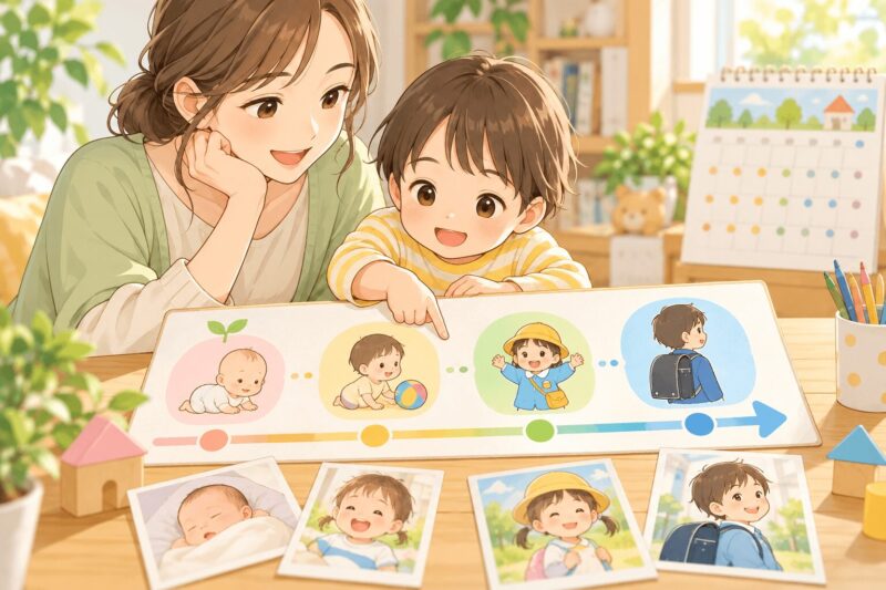 児童発達支援の対象年齢を親子で確認するイラスト