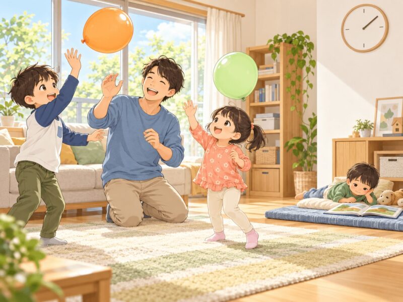 日中に体を動かす子どもと静かに休息する幼児