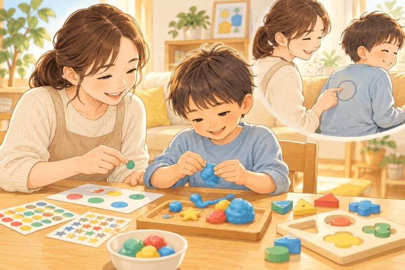 感覚遊びで子どもの集中力を育てる家庭療育のイラスト
